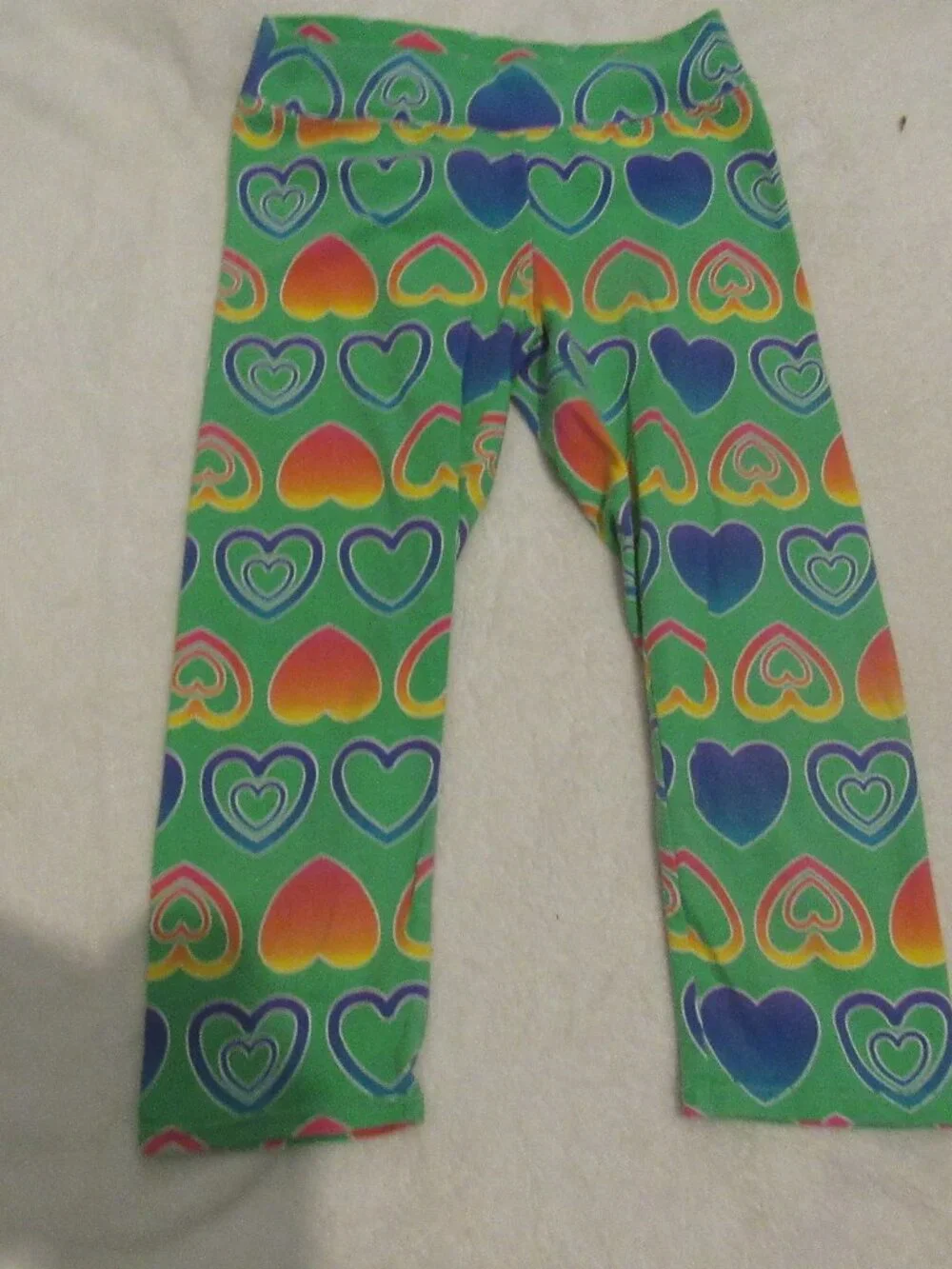Justice Green Hearts Capri Pajama Bottoms Size 8 USED